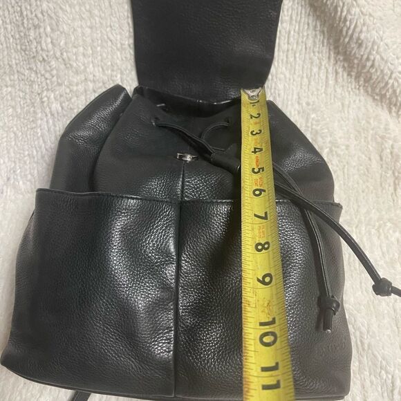 Tignanello Leather Black small Backpack string straps closure. main image 6
